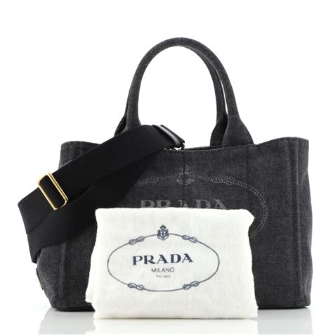 prada tote canapa convertible mini embossed logo denim blue|prada clear tote bag.